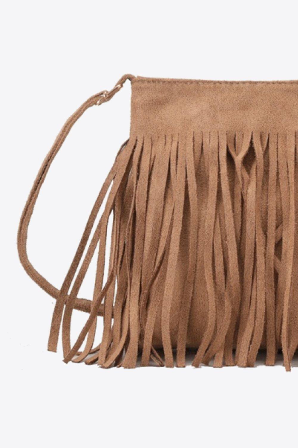 Leather Crossbody Bag with Fringe - Olive Ave