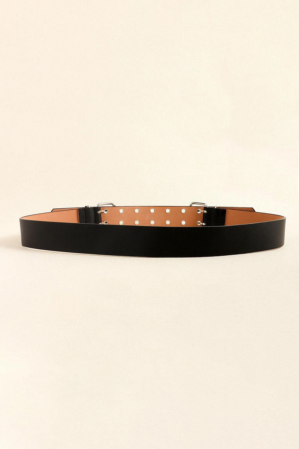 Leather Two Row Eyelet Belt - Olive Ave