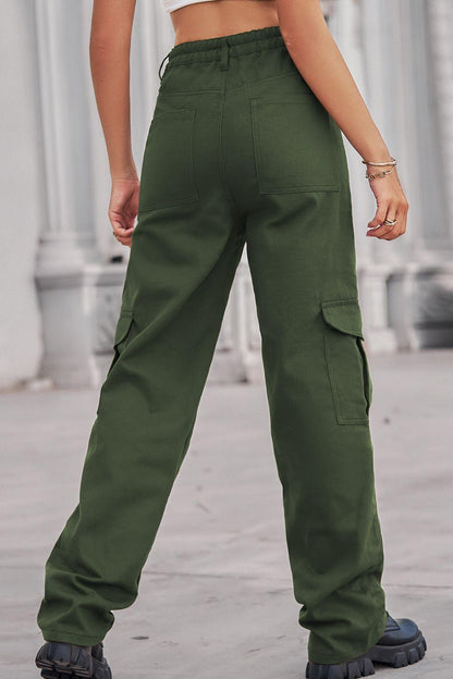 Long Straight Leg Jeans with Pockets - Olive Ave
