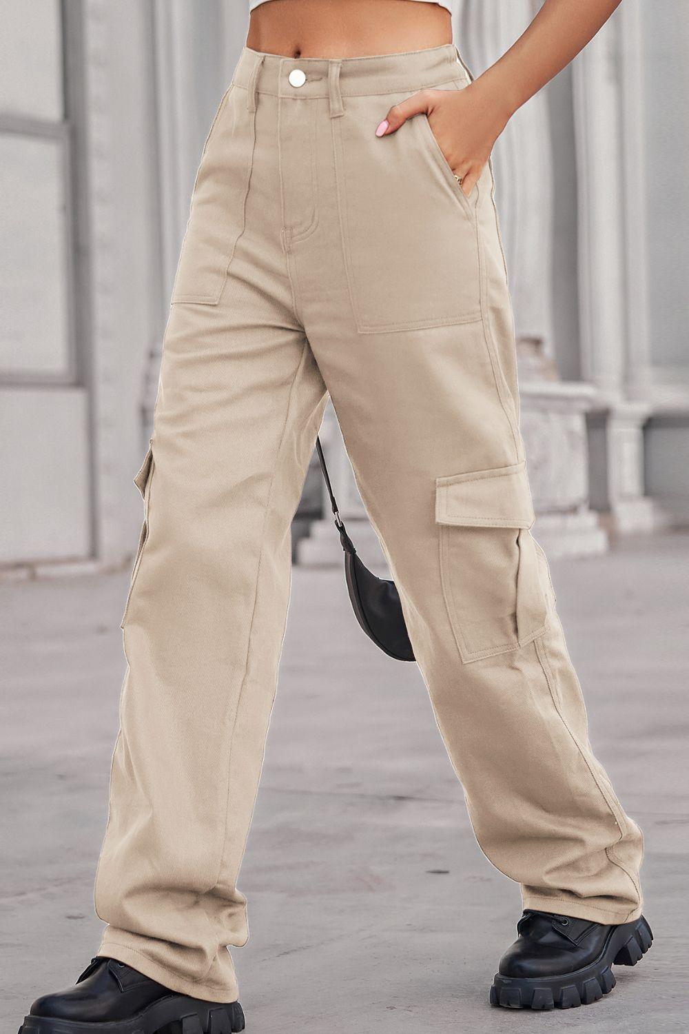 Long Straight Leg Jeans with Pockets - Olive Ave