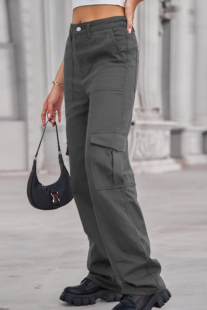 Long Straight Leg Jeans with Pockets - Olive Ave