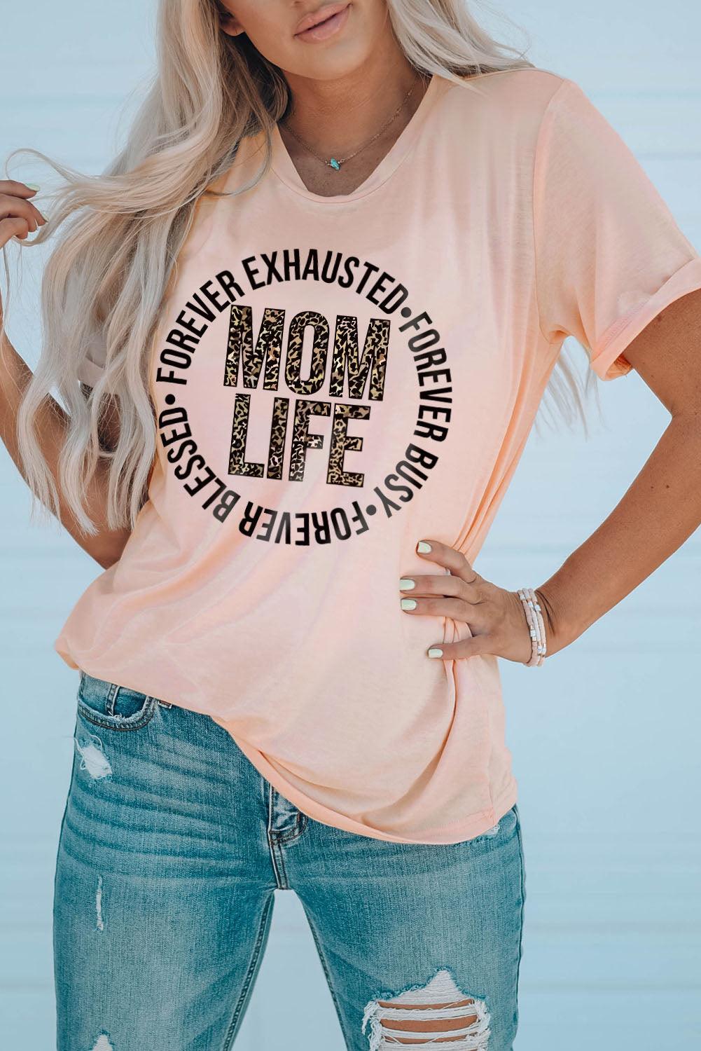 MOM LIFE Leopard Graphic Cuffed Tee - Olive Ave