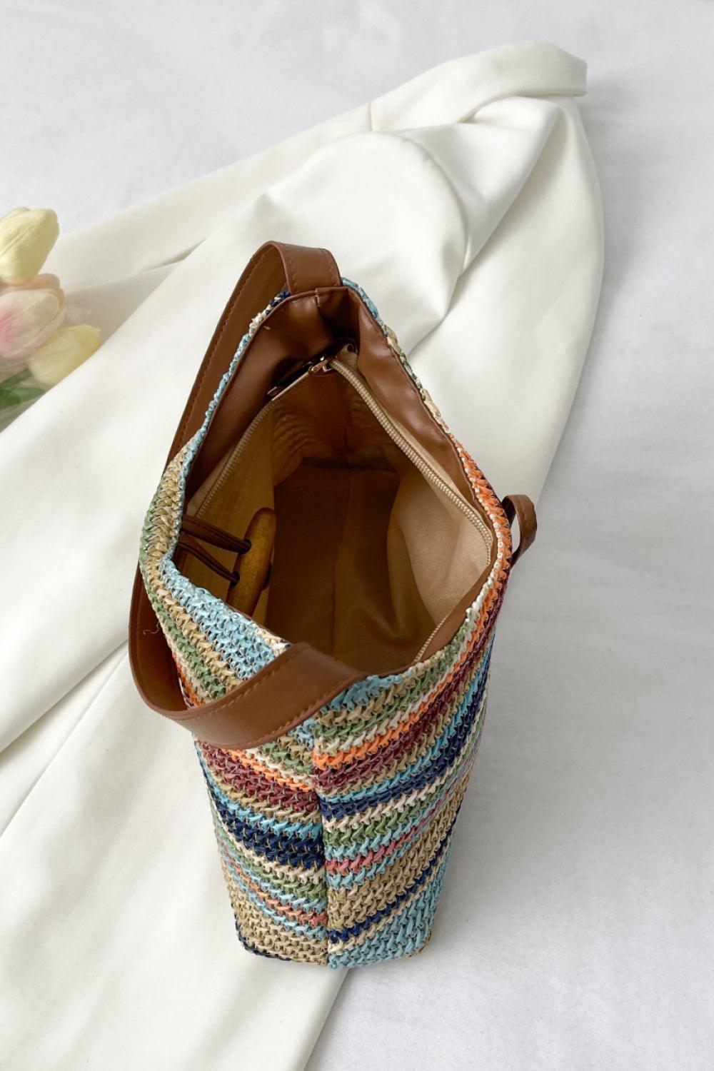 Multicolored Straw Shoulder Bag - Olive Ave