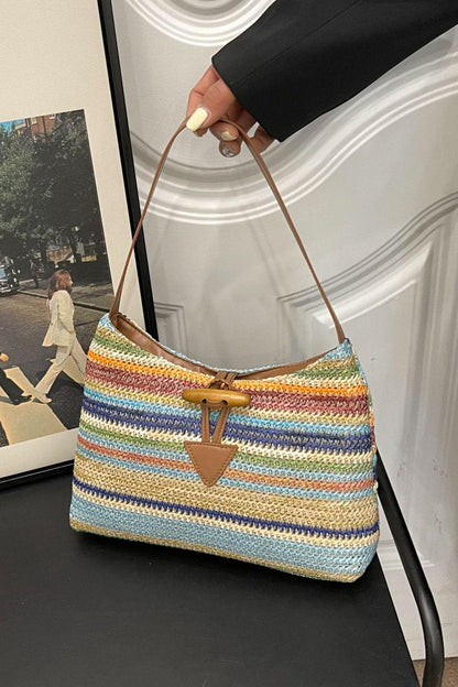 Multicolored Straw Shoulder Bag - Olive Ave