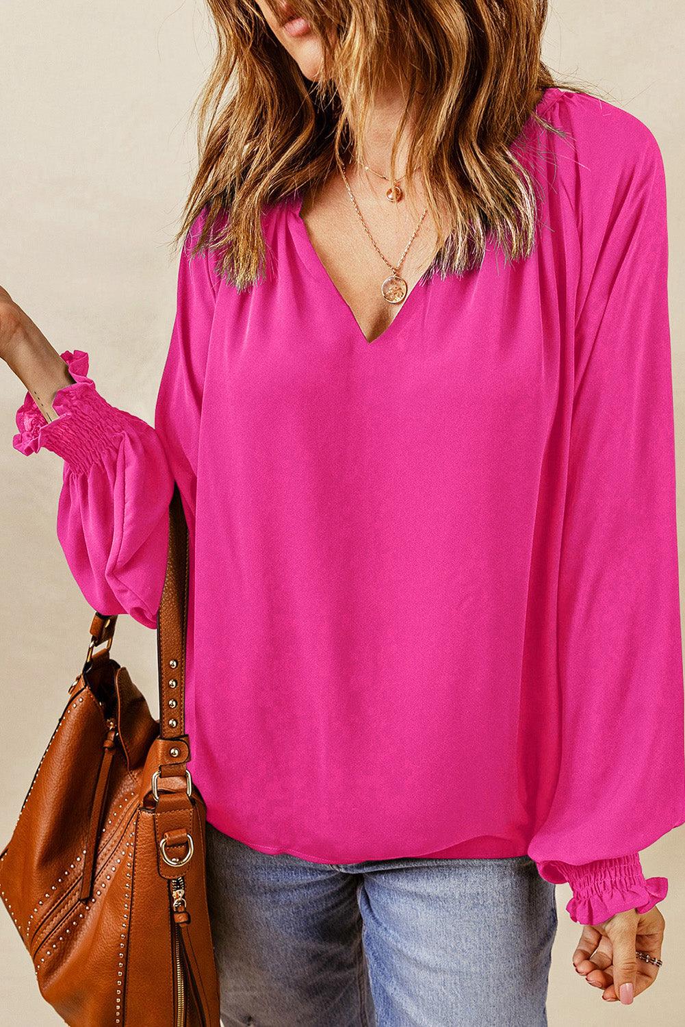 Notched Neck Blouse - Olive Ave