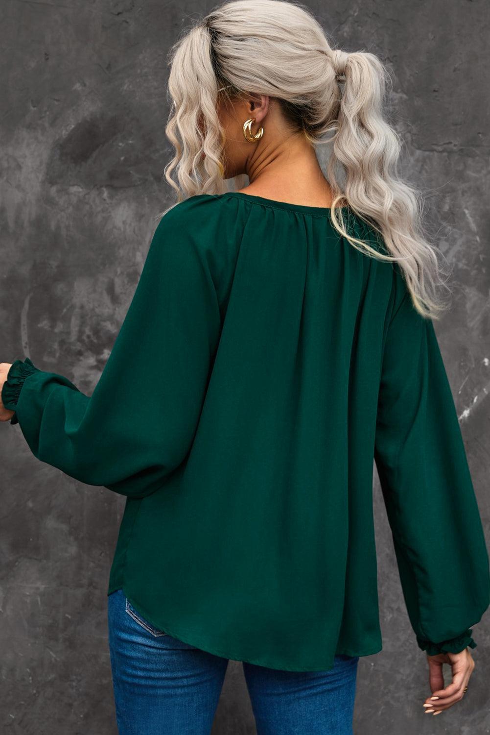 Notched Neck Blouse - Olive Ave