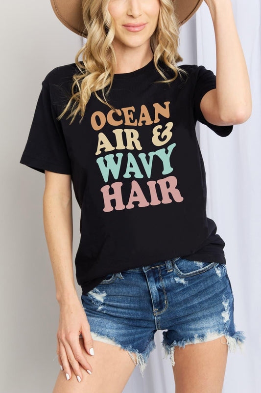 OCEAN AIR & WAVY HAIR Graphic T-Shirt - Olive Ave