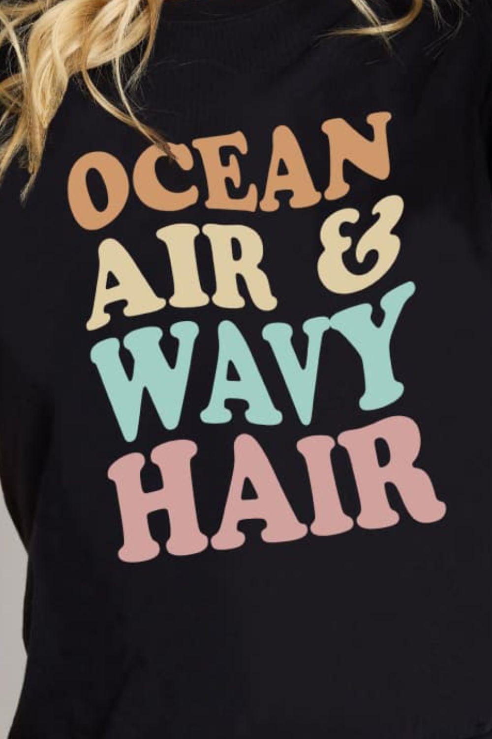 OCEAN AIR & WAVY HAIR Graphic T-Shirt - Olive Ave