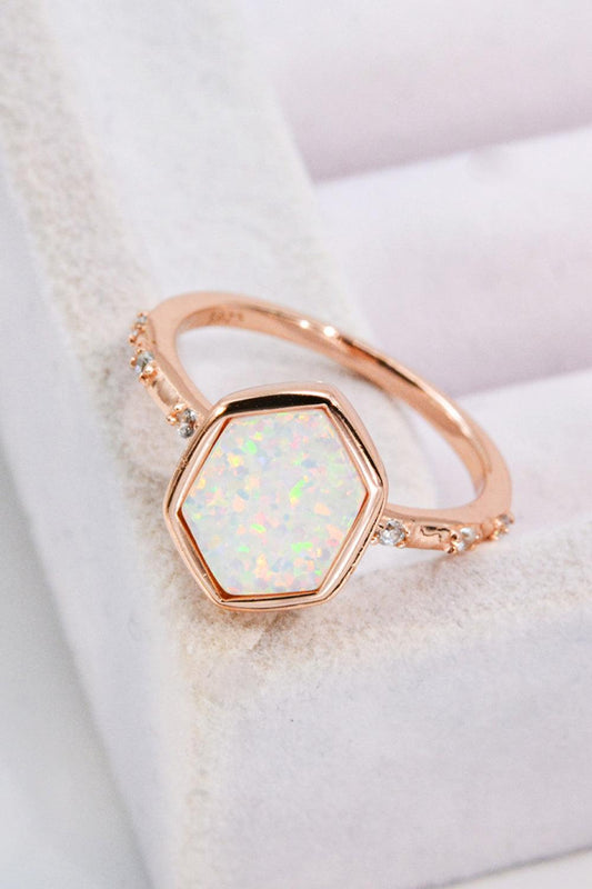Opal Hexagon Sterling Silver Ring - Olive Ave