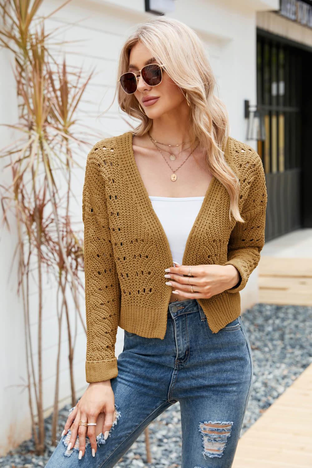 Open Front Cropped Cardigan in 5 Colors - Olive Ave