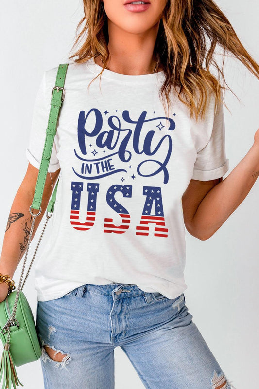 PARTY IN THE USA Cuffed Tee - Olive Ave