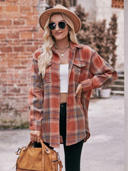 Plaid Longline Shirt - Olive Ave