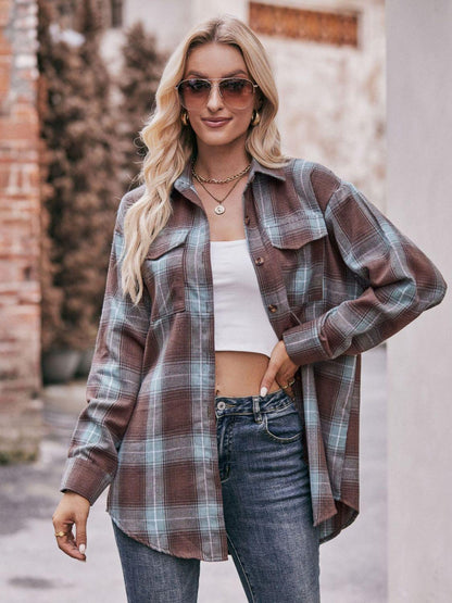 Plaid Longline Shirt - Olive Ave