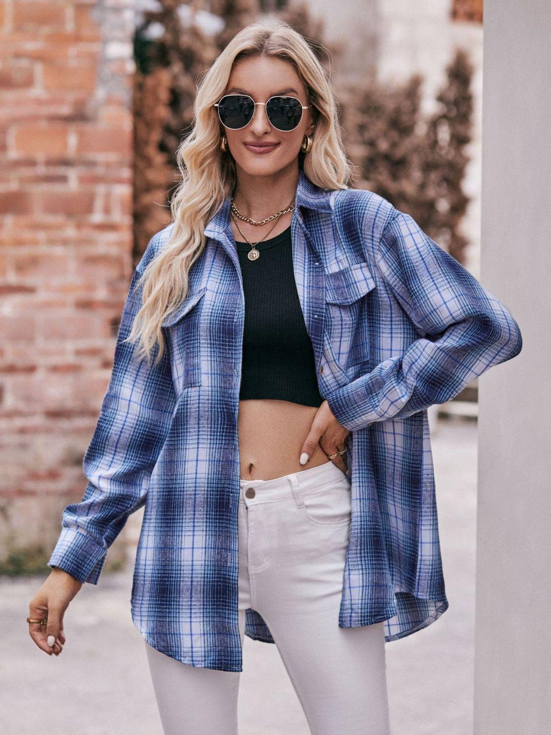 Plaid Longline Shirt - Olive Ave