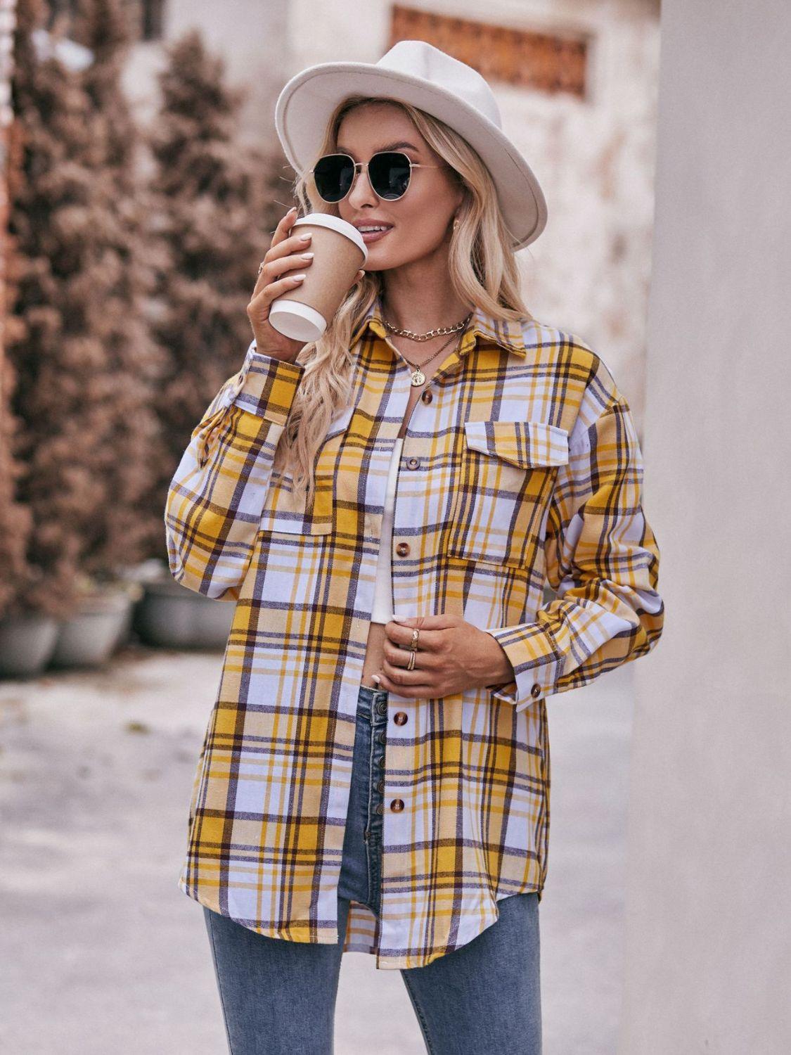 Plaid Longline Shirt - Olive Ave