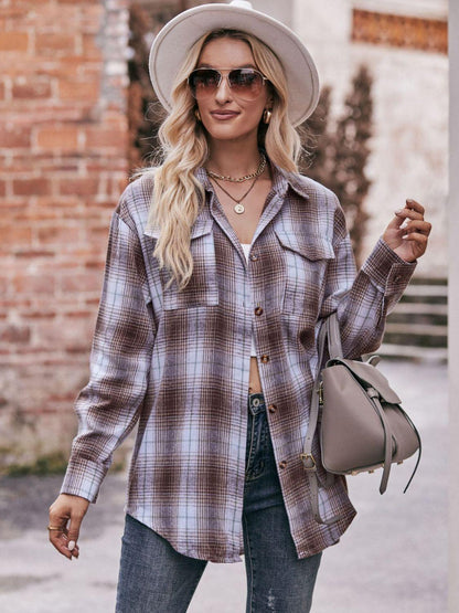 Plaid Longline Shirt - Olive Ave