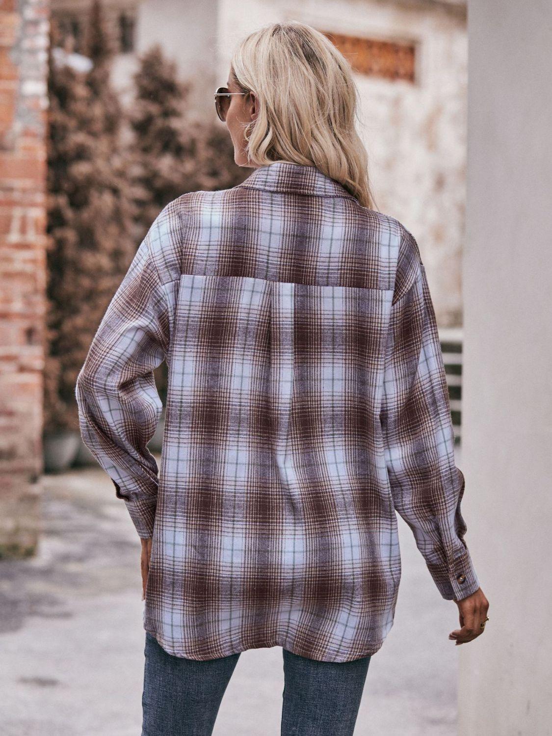 Plaid Longline Shirt - Olive Ave