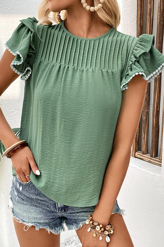 Pleated Detail Blouse - Olive Ave