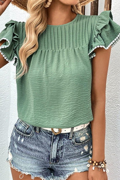 Pleated Detail Blouse - Olive Ave