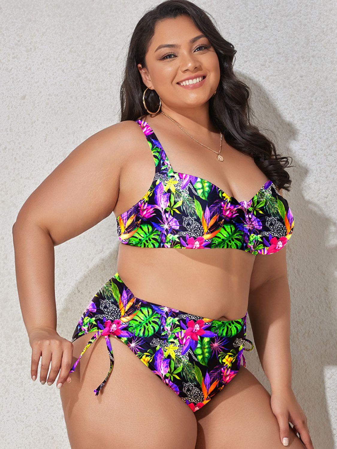 Plus Size Printed Bikini Set - Olive Ave