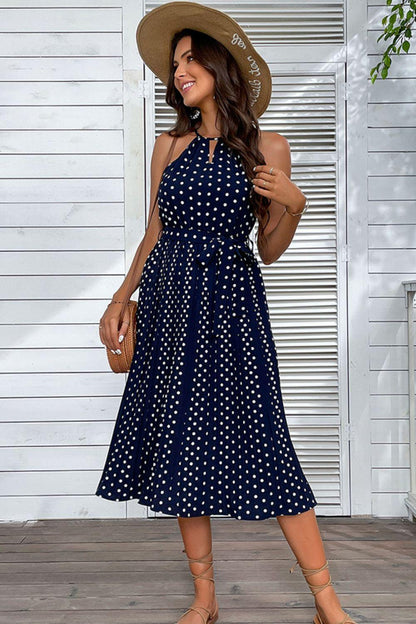 Polka Dot Sleeveless Midi Dress - Olive Ave