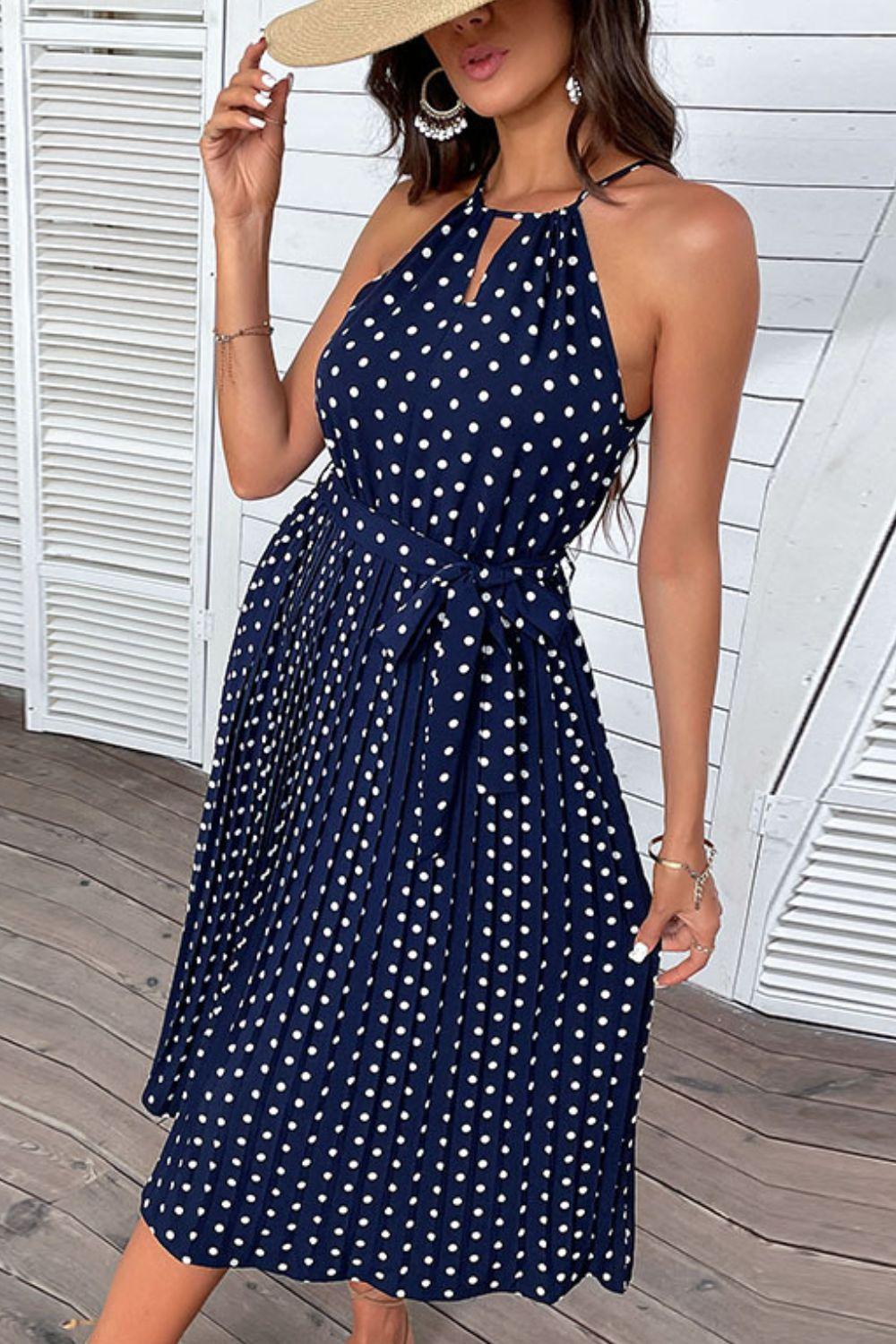 Polka Dot Sleeveless Midi Dress - Olive Ave