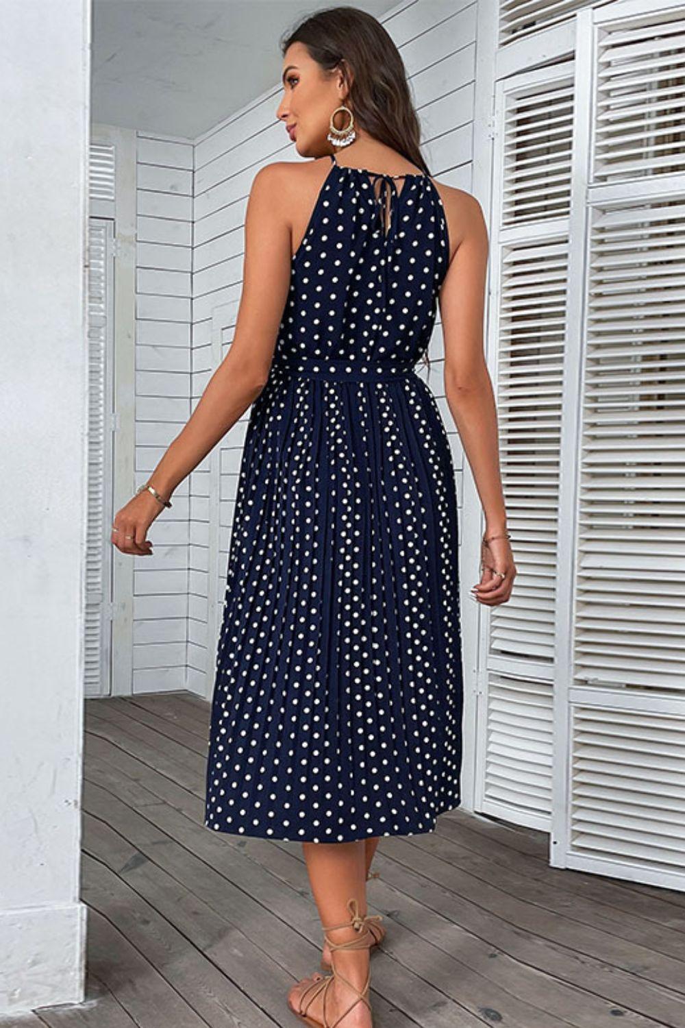 Polka Dot Sleeveless Midi Dress - Olive Ave