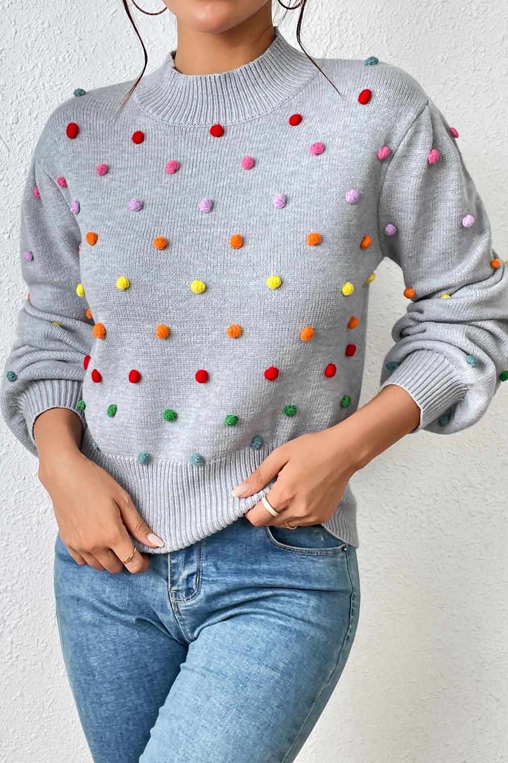 Pom-Pom Trim Pullover Sweater - Olive Ave