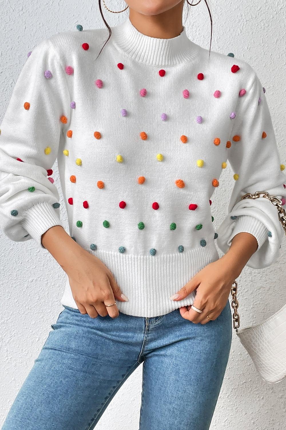 Pom-Pom Trim Pullover Sweater - Olive Ave