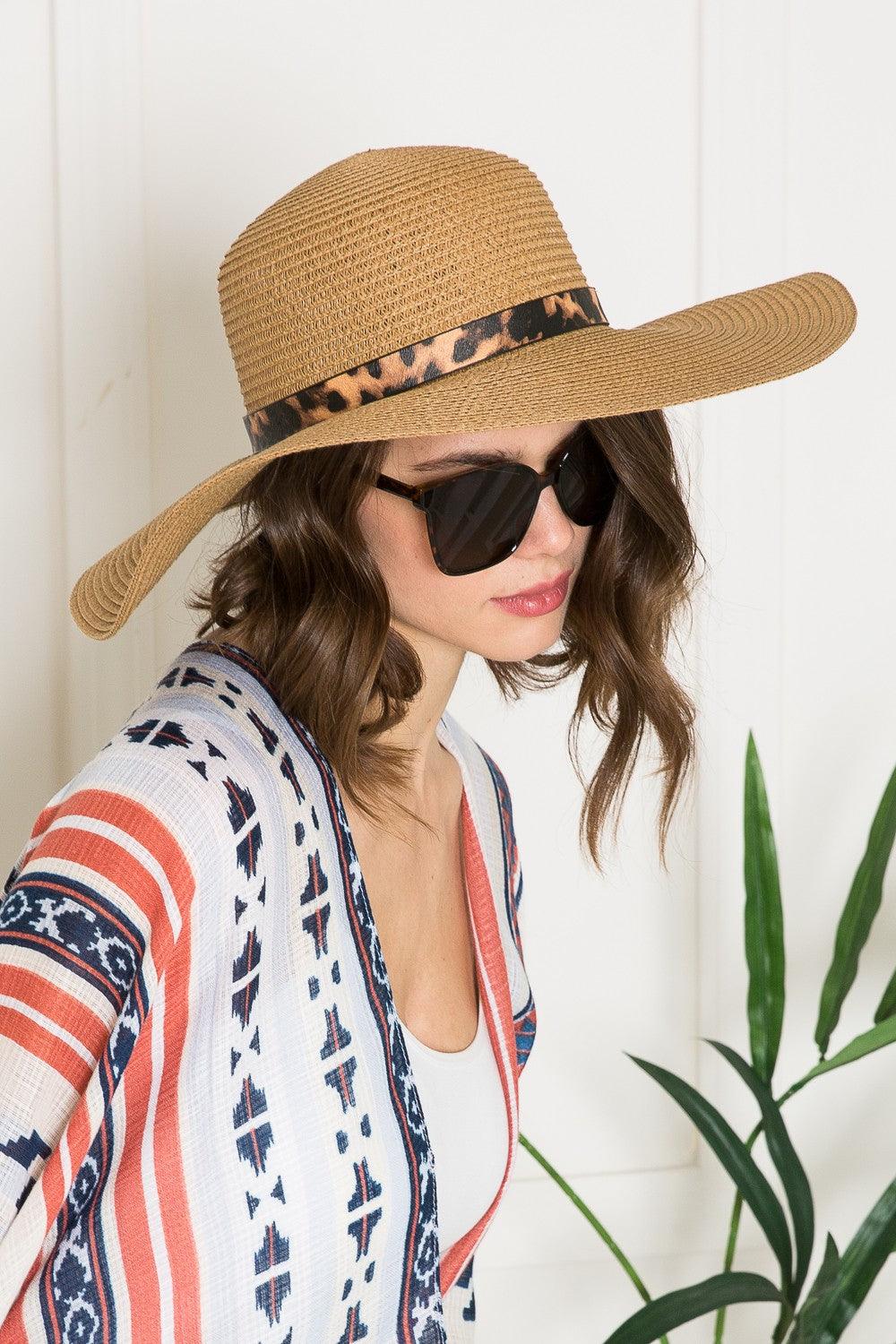 Printed Belt Sunhat in Beige - Olive Ave
