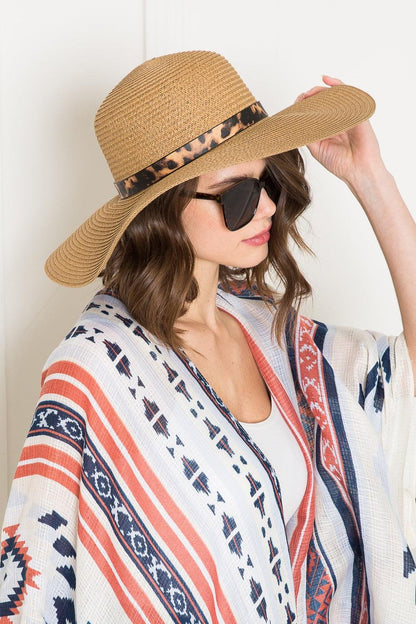 Printed Belt Sunhat in Beige - Olive Ave