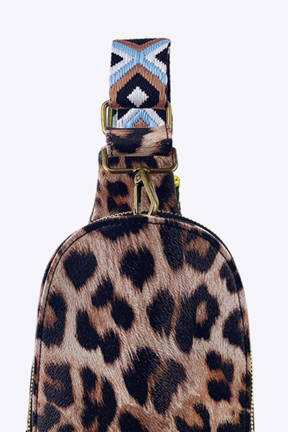 Printed Leather Sling Bag - Olive Ave