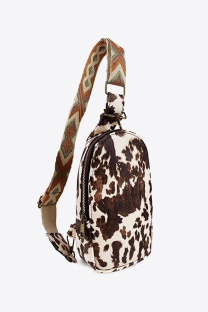 Printed Leather Sling Bag - Olive Ave