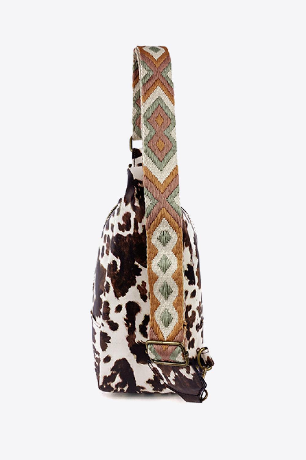 Printed Leather Sling Bag - Olive Ave