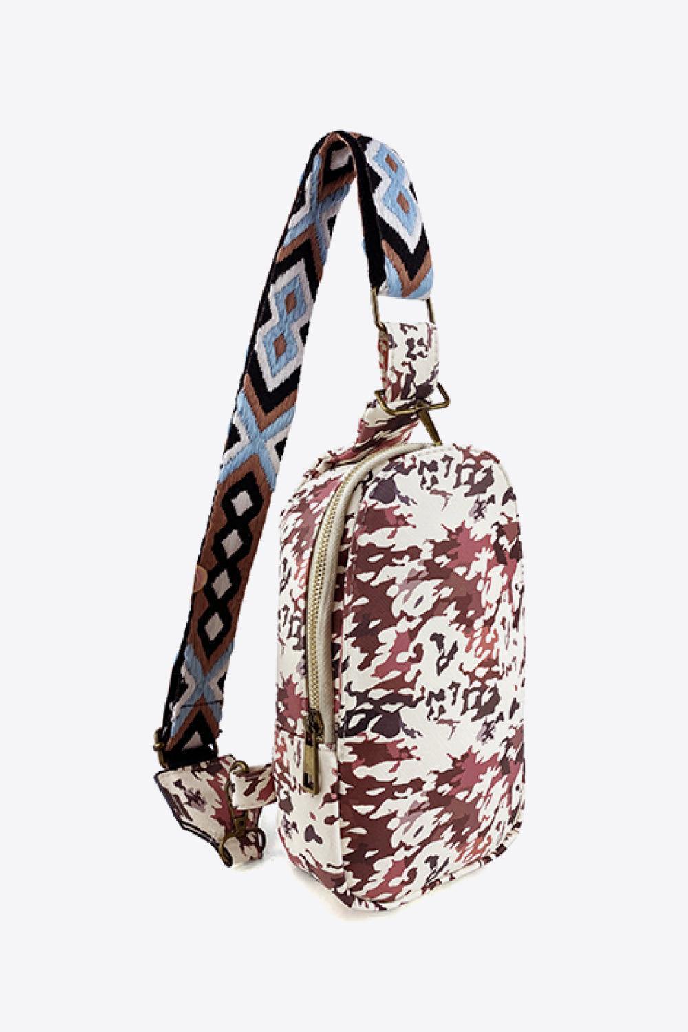 Printed Leather Sling Bag - Olive Ave