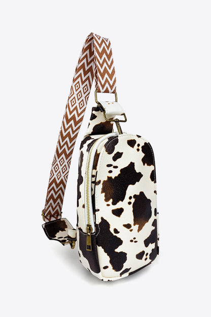 Printed Leather Sling Bag - Olive Ave