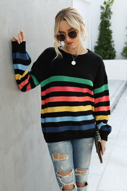 Rainbow Stripe Sweater - Olive Ave