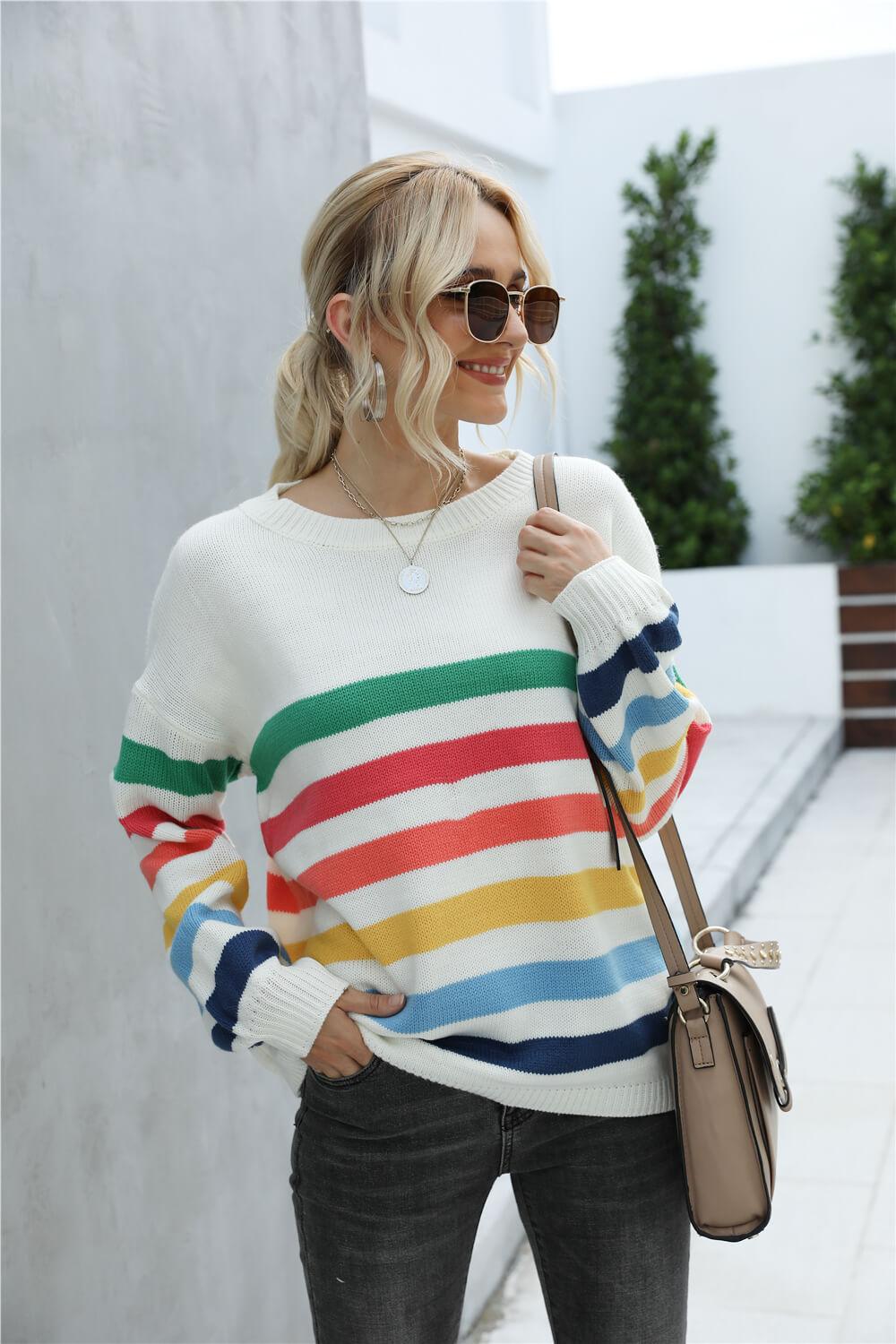 Rainbow Stripe Sweater - Olive Ave