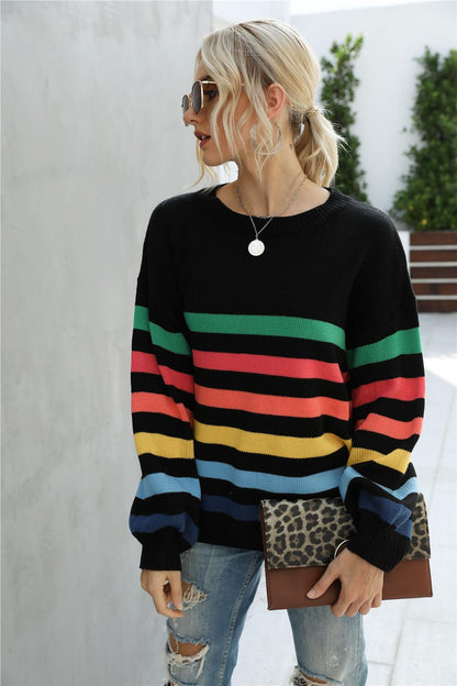 Rainbow Stripe Sweater - Olive Ave