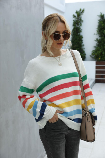 Rainbow Stripe Sweater - Olive Ave