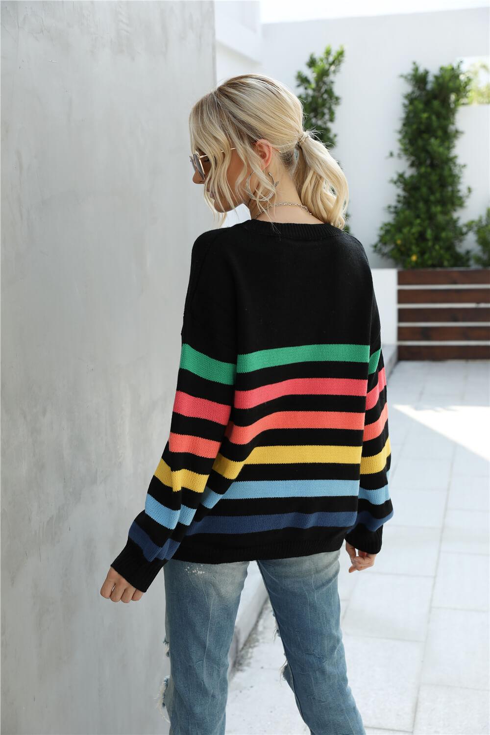 Rainbow Stripe Sweater - Olive Ave