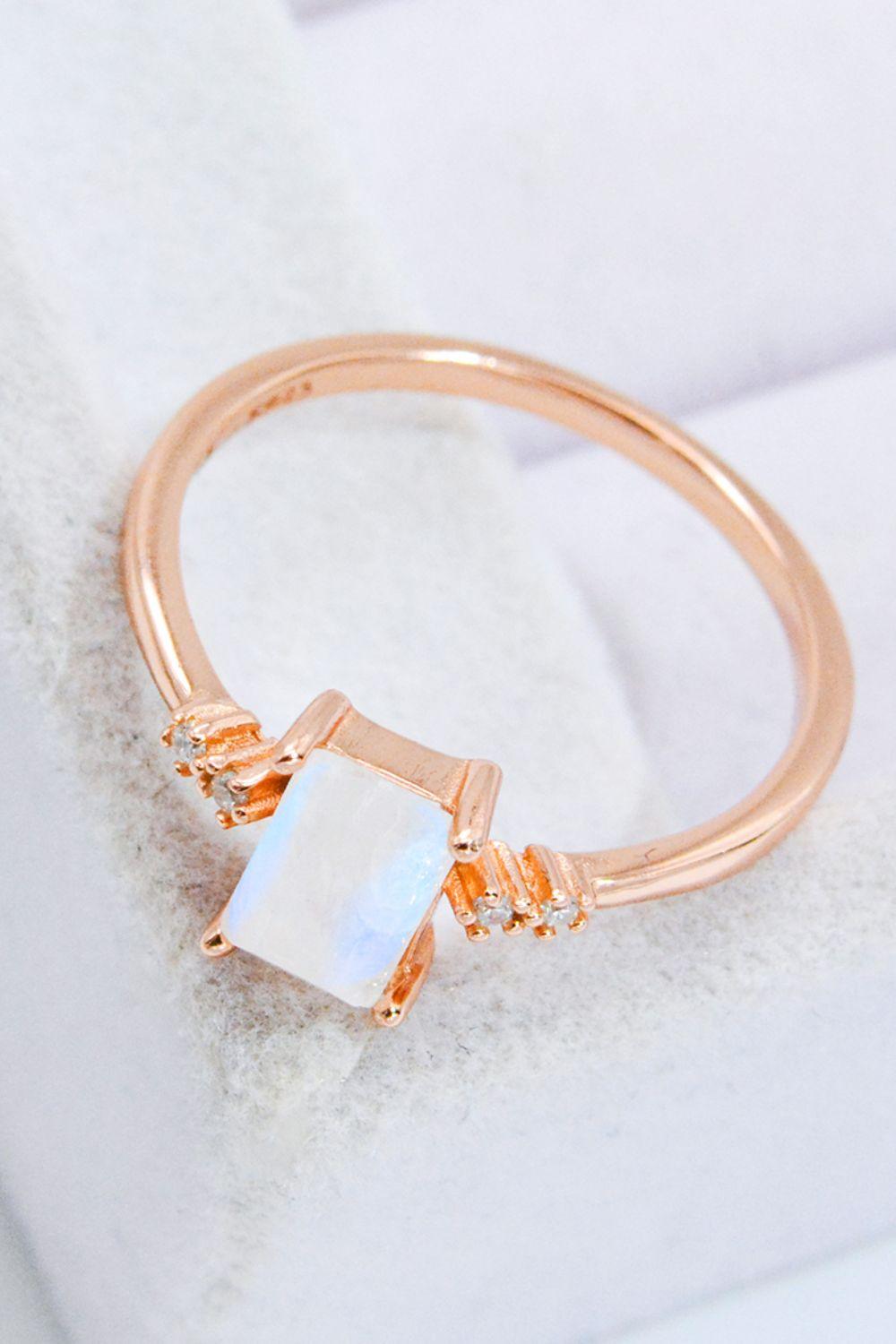 Rectangle Natural Moonstone Ring - Olive Ave