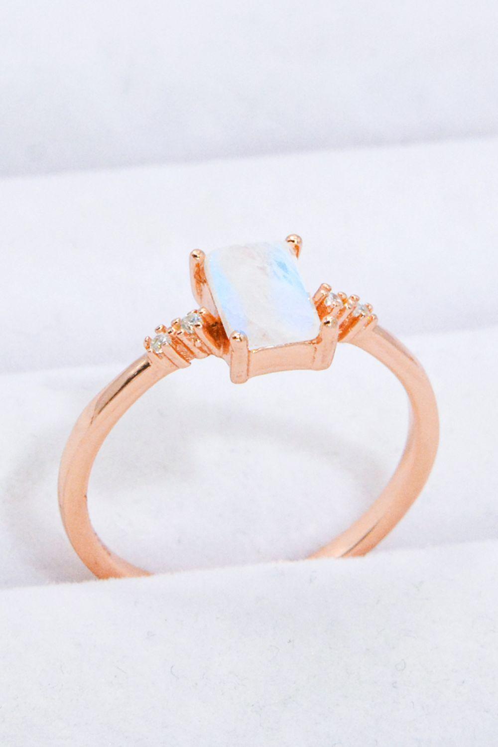 Rectangle Natural Moonstone Ring - Olive Ave