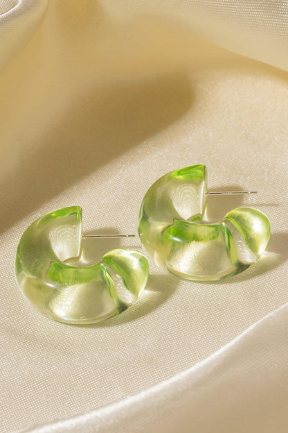 Resin C-Hoop Earrings - Olive Ave