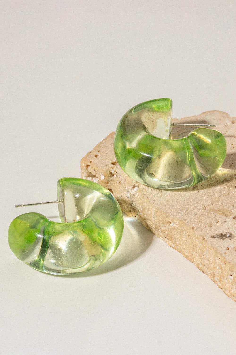 Resin C-Hoop Earrings - Olive Ave