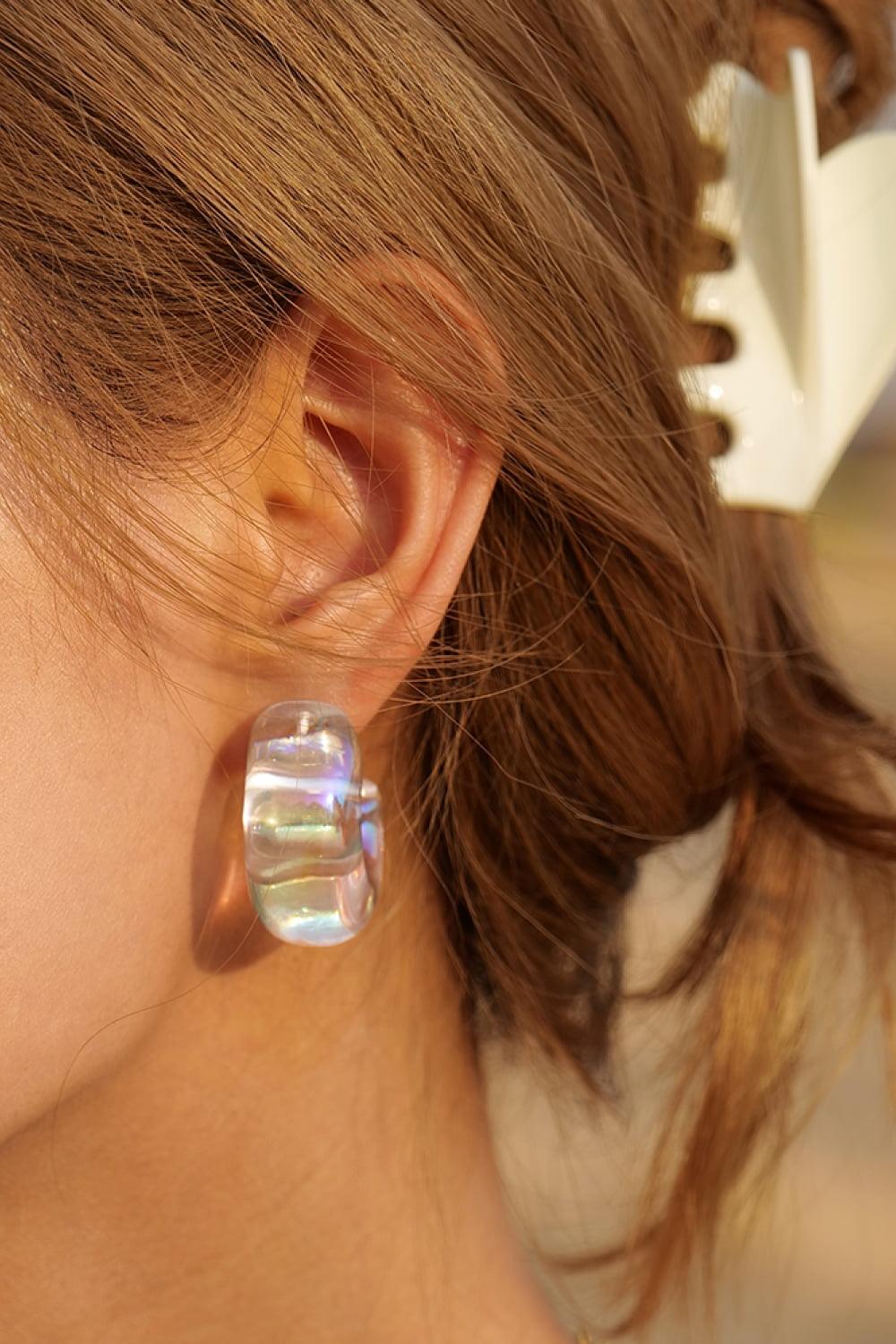 Resin C-Hoop Earrings - Olive Ave