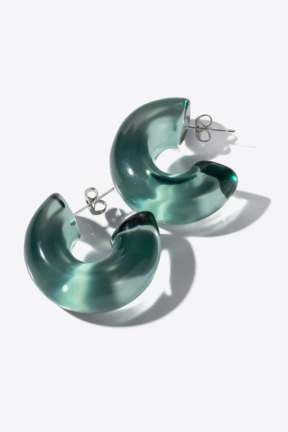 Resin C-Hoop Earrings - Olive Ave