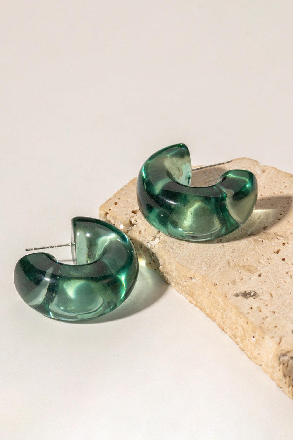 Resin C-Hoop Earrings - Olive Ave