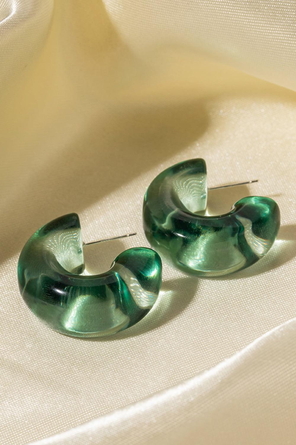 Resin C-Hoop Earrings - Olive Ave