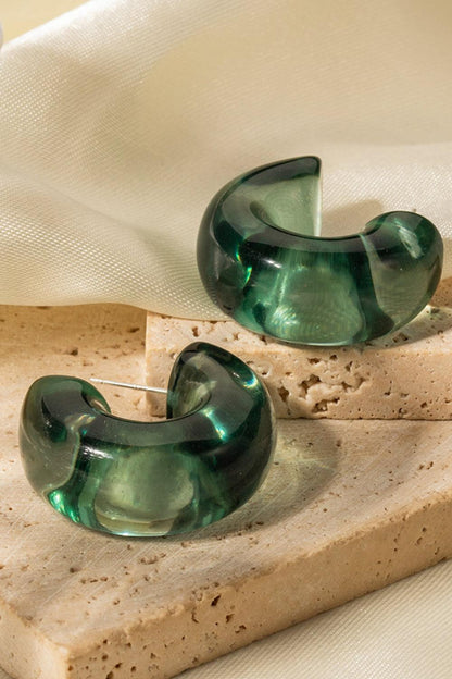 Resin C-Hoop Earrings - Olive Ave